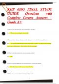 KHP 420G FINAL STUDY  GUIDE Questions with  Complete Correct Answers |  Grade A+