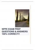 NPPE EXAM PREP QUESTIONS & ANSWERS 100% CORRECT!!