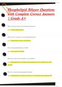 Phospholipid Bilayer Questions  with Complete Correct Answers  | Grade A+