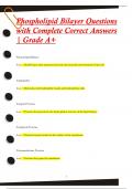 Phospholipid Bilayer Questions  with Complete Correct Answers  | Grade A+