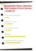 phospholipid bilayer Questions  with Complete Correct Answers  | Grade A+