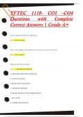 TFTEC 1110- CO1 -CO4 Questions with Complete  Correct Answers | Grade A+