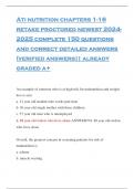 Ati nutrition chapters 1-16 retake proctored newest 2024- 2025 complete 150 questions and correct detailed answers (verified answers|| already graded a+