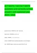 ACT MATH / SAT/ACT MATH questions and correctly written  answers well explained year  2024 / 2025