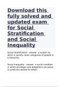 Download this fully solved and updated exam for Social Stratification and Social Inequality.