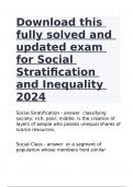 Download this fully solved and updated exam for Social Stratification and Inequality 2024.