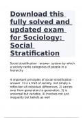 Download this fully solved and updated exam for Sociology: Social Stratification