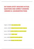 SAT EXAM LATEST 2024/2025 ACTUAL  QUESTIONS AND CORRECT ANSWERS |GRADED A+ (GUARANTEED PASS)