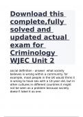 Download this complete,fully solved and updated actual exam for Criminology WJEC Unit 2