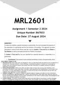 MRL2601 Assignment 1 (ANSWERS) Semester 2 2024 - DISTINCTION GUARANTEED