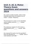 Unit 4 AC & Motor Theory Exam questions and answers 2024