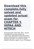 Download this complete,fully solved and updated actual exam for CHAPTER 5 HIPAA AND HITECH