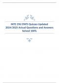 INTE 296 STATS Quizzes Updated 2024/2025 Actual Questions and Answers Solved 100%