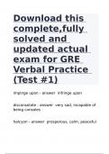 Download this complete,fully solved and updated actual exam for GRE Verbal Practice (Test #1)