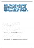 CCRN EXAM NEWEST 2024 EXAM QUESTIONS AND CORRECT ANSWERS VERIFIED ANSWERS ALREADY GRADED A+