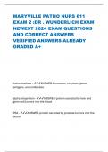 MARYVILLE PATHO NURS 611 EXAM 2 :DR . WUNDERLICH EXAM NEWEST 2024 EXAM QUESTIONS AND CORRECT ANSWERS VERIFIED ANSWERS ALREADY GRADED A+