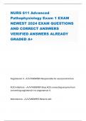 NURS 611 Advanced Pathophysiology Exam 1 EXAM NEWEST 2024 EXAM QUESTIONS AND CORRECT ANSWERS VERIFIED ANSWERS ALREADY GRADED A+