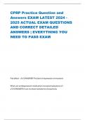 CPRP Practice Question and Answers EXAM LATEST 2024 - 2025 ACTUAL EXAM QUESTIONS AND CORRECT DETAILED ANSWERS | EVERYTHING YOU NEED TO PASS EXAM