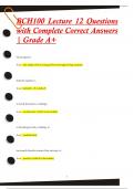 BCH100 Lecture 12 Questions  with Complete Correct Answers  | Grade A+