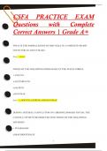 CSFA PRACTICE EXAM Questions with Complete  Correct Answers | Grade A+