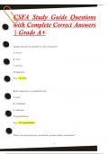 CSFA Study Guide Questions  with Complete Correct Answers  | Grade A+