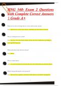 HNG 540: Exam 2 Questions  with Complete Correct Answers  | Grade A+