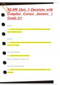 NL400 Quiz 3 Questions with  Complete Correct Answers |  Grade A+