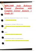 MBG2400 Andy Robinson  Content Questions with  Complete Correct Answers |  Grade A+