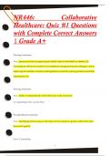 NR446: Collaborative  Healthcare: Quiz #1 Questions  with Complete Correct Answers  | Grade A+