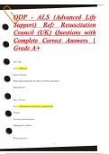 ODP - ALS (Advanced Life  Support) Ref: Resuscitation  Council (UK) Questions with  Complete Correct Answers |  Grade A+