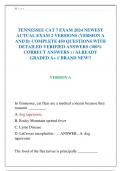 TENNESSEE CAT 7 EXAM 2024 NEWEST  ACTUAL EXAM 2 VERSIONS (VERSION A  AND B) COMPLETE 450 QUESTIONS WITH  DETAILED VERIFIED ANSWERS (100%  CORRECT ANSWERS ) / ALREADY  GRADED A+ // BRAND NEW!!