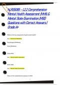 NURS5085 - L2.2 Comprehensive  Mental Health Assessment (MHA) &  Mental State Examination (MSE) Questions with Correct Answers |  Grade A