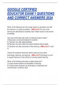 GOOGLE CERTIFIED  EDUCATOR EXAM 1 QUESTIONS  AND CORRECT ANSWERS 2024