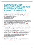 CERTIFIED LACTATION  CONSULTANT EXAM QUESTIONS  AND CORRECT VERIFIED  ASWERS | LATEST VERSION