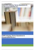 CHPA Industry Terms Questions & Answers(RATED A+)