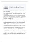 ABSC 160 Final Exam Questions and Answers