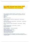  HESI (Actual hesi hints), EXIT HESI 2 Questions and Answers.