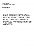 PSYC 228 EXAM NEWEST 2024 ACTUAL EXAM COMPLETE 400 QUESTIONS AND CORRECT DETAILED ANSWERS (VERIFIED ANSWERS)