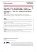 Loss ratio of the capitation payment unit  of the health-promoting entities in Colombia  between 2017 and 2021: a financial–actuarial  approach