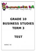 Grade 10 Business Studies (BS) September Paper and Memo - 2024