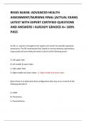 REGIS NU650: ADVANCED HEALTH ASSESSMENT/NURSING FINAL (ACTUAL EXAM) LATEST 2024 WITH EXPERT CERTIFIED QUESTIONS AND ANSWERS I ALREADY GRADED A+ 100% PASS     