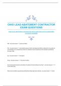 OHIO LEAD ABATEMENT CONTRACTOR EXAM QUESTIONS WITH GUARANTEED ACCURATE ANSWERS