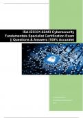 ISA-IEC331-62443 Cybersecurity Fundamentals Specialist Certification Exam || Questions & Answers (100% Accurate)