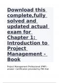 Download this complete,fully solved and updated actual exam for Chapter 1: Introduction to Project Management - Book