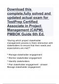 Download this complete,fully solved and updated actual exam for DVSU - Certified Associate in Project Management (CAPM) PMBOK Guide - 6th Edition: Managing Project Work