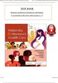 TEST BANK For Maternity and Women's Health Care 13th Edition by Lowdermilk; Cashion; Perry; Alden; Verified Chapters 1 - 37, Complete Newest Version