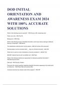 DOD INITIAL ORIENTATION AND AWARENESS EXAM 2024 WITH 100% ACCURATE SOLUTIONS