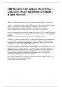 EBP Module 1.02: Asking the Clinical Question: PICOT Quest-Based Practice ion: Evidence Questions with correct Answers 2024