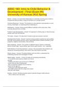 ABSC 160: Intro to Child Behavior & Development - Final (Exam #4) University of Kansas (KU) Spring Questions & Answers