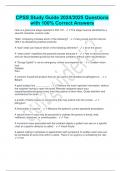 CPSS Study Guide 2024/2025 Questions  with 100% Correct Answers